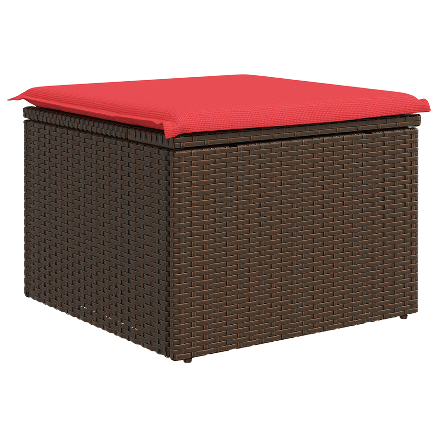 Tuinkruk met kussen 55x55x37 cm poly rattan bruin