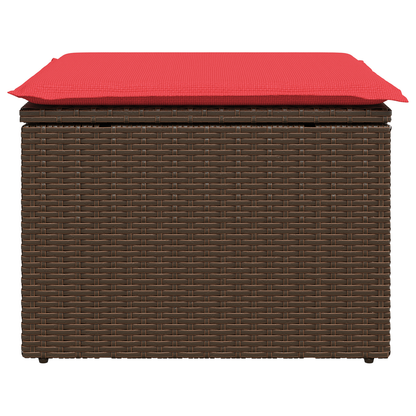 Tuinkruk met kussen 55x55x37 cm poly rattan bruin