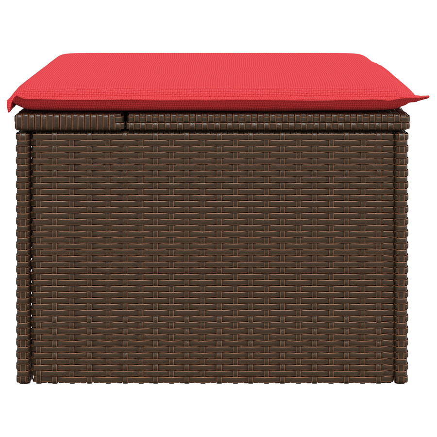 Tuinkruk met kussen 55x55x37 cm poly rattan bruin