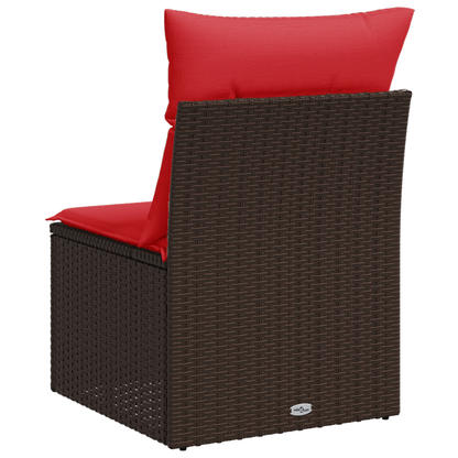 Tuinstoel zonder armleuningen met kussens poly rattan bruin
