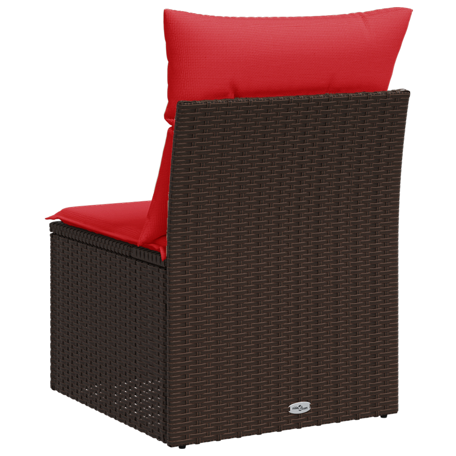 Tuinstoel zonder armleuningen met kussens poly rattan bruin