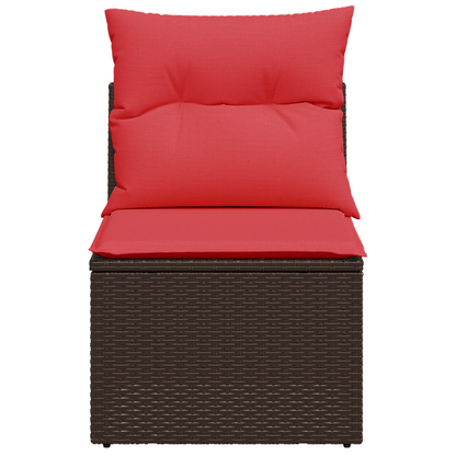 Tuinstoel zonder armleuningen met kussens poly rattan bruin