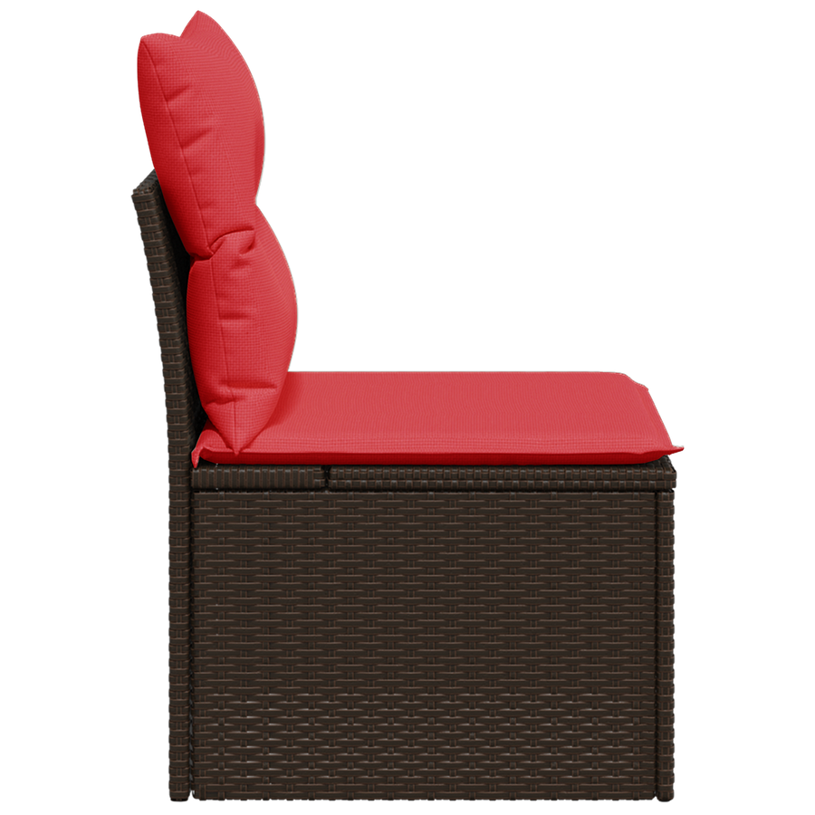 Tuinstoel zonder armleuningen met kussens poly rattan bruin