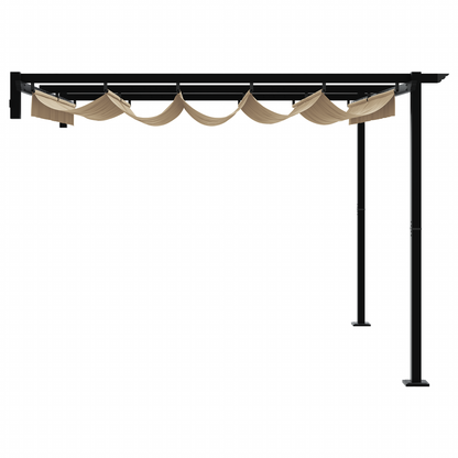Wandgemonteerde Pergola Taupe 3 x 3 m Staal
