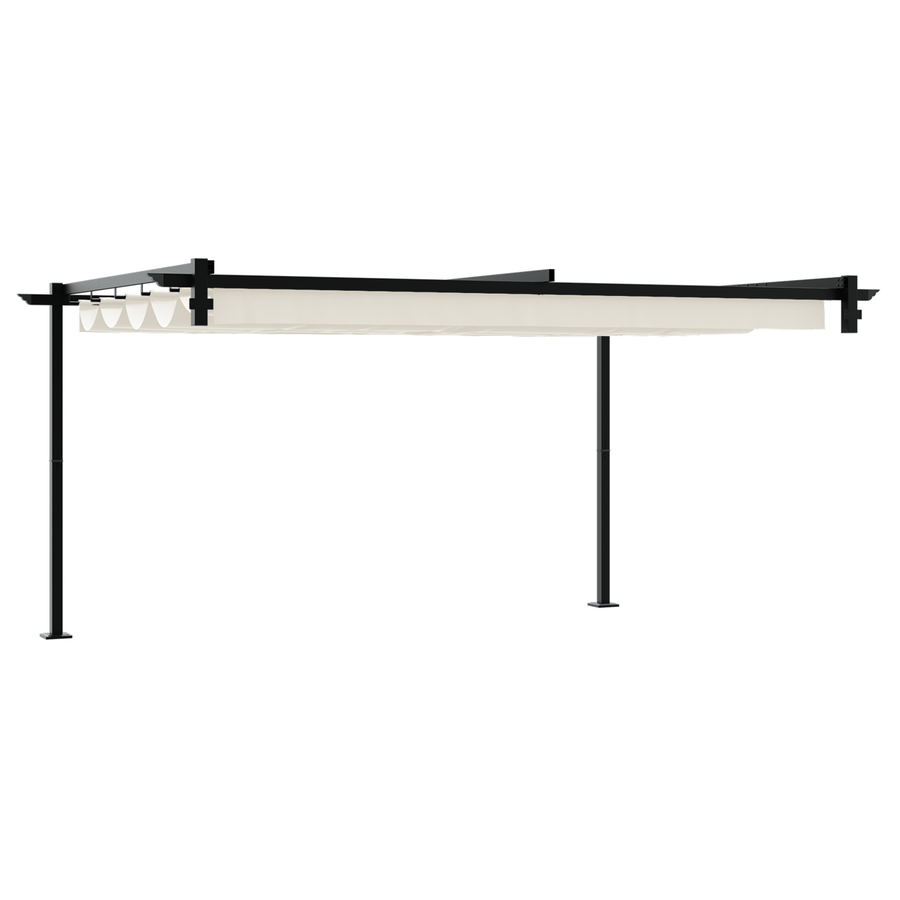 Wandgemonteerde Pergola Crème 3 x 4 m Staal