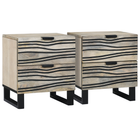 Nightstand with Drawer 2 pcs White and Black 40 x 33 x 46 cm