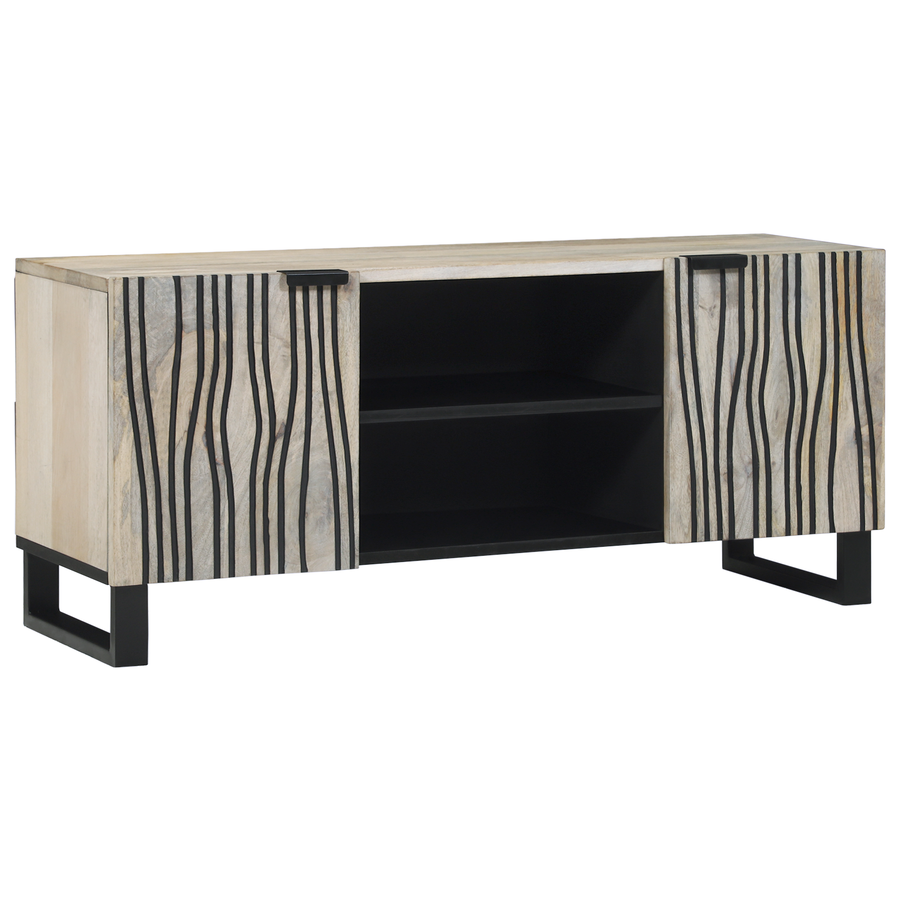Entertainment Centra & TV Stands met plank met opslag met de deur Wit en zwart