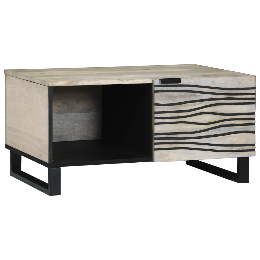 Salontafels Wit, Zwart 80 x 50 x 40 cm Massief mango hout