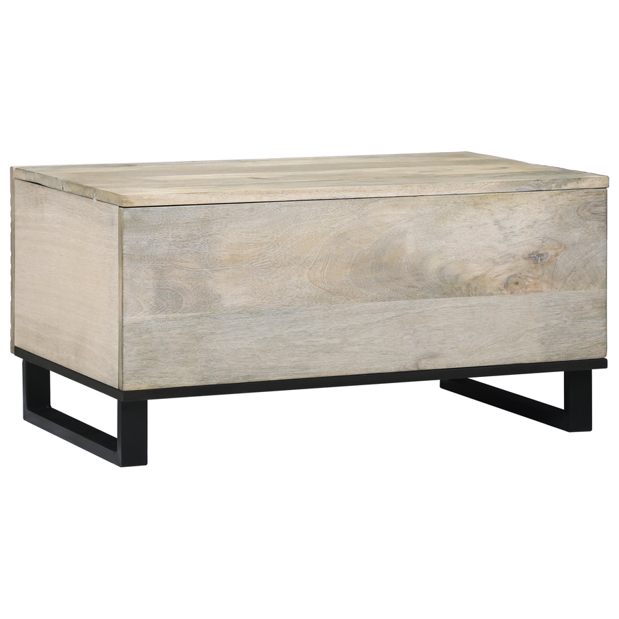 Salontafels Wit, Zwart 80 x 50 x 40 cm Massief mango hout