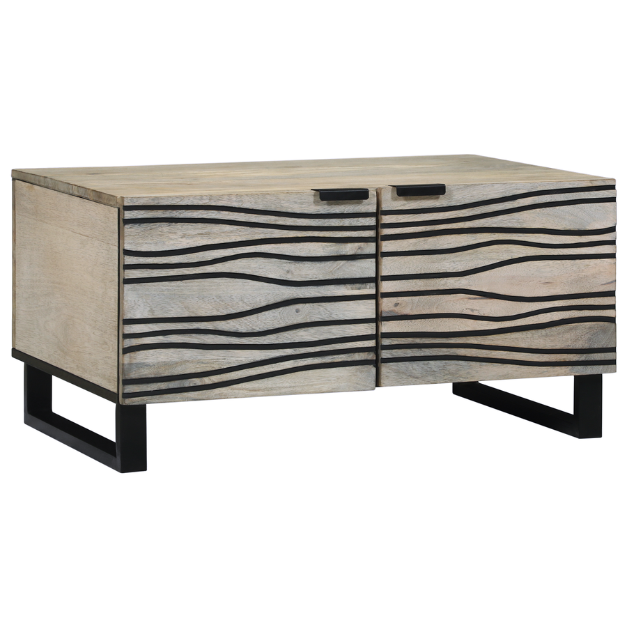 Salontafel Wit, Zwart 80 x 50 x 40 cm massief mangohout