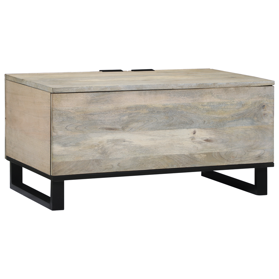 Salontafel Wit, Zwart 80 x 50 x 40 cm massief mangohout