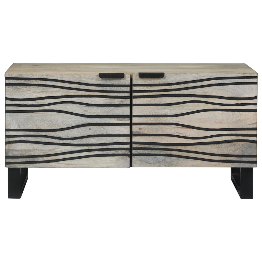 Salontafel Wit, Zwart 80 x 50 x 40 cm massief mangohout