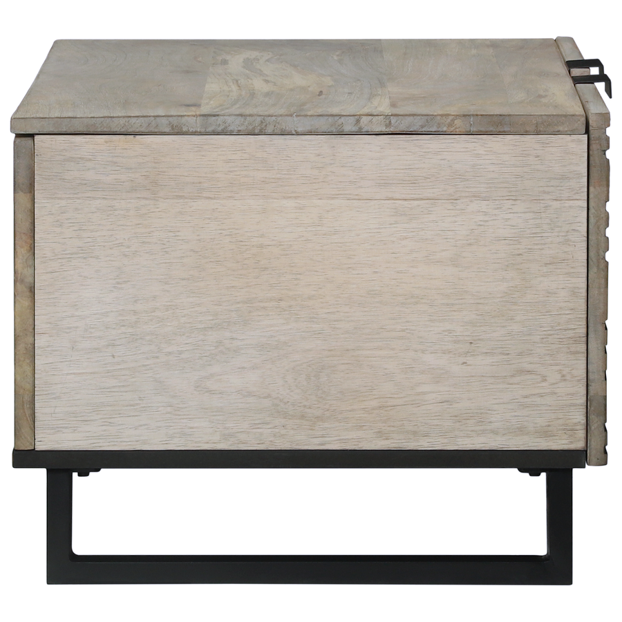 Salontafel Wit, Zwart 80 x 50 x 40 cm massief mangohout