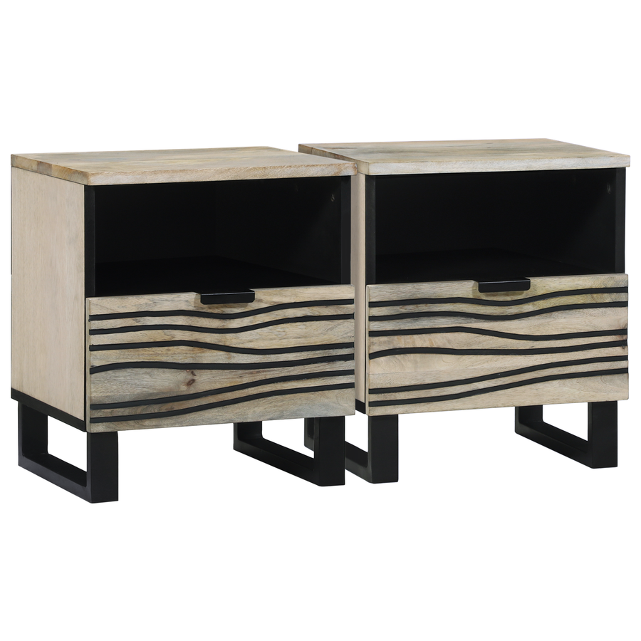 Nachtkastjes met lade 2 pcs Wit en zwart 40 x 33 x 46 cm