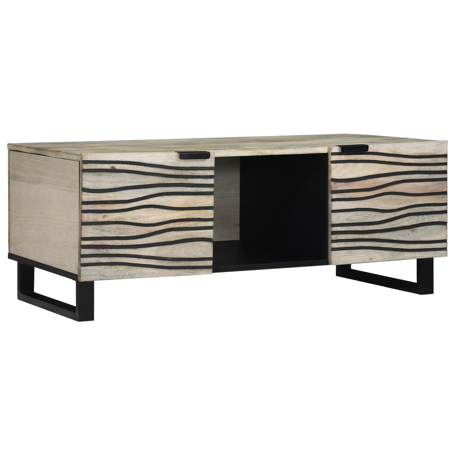 Salontafels met plank met opslag met de deur Wit, Zwart 100 x 50 x 40 cm