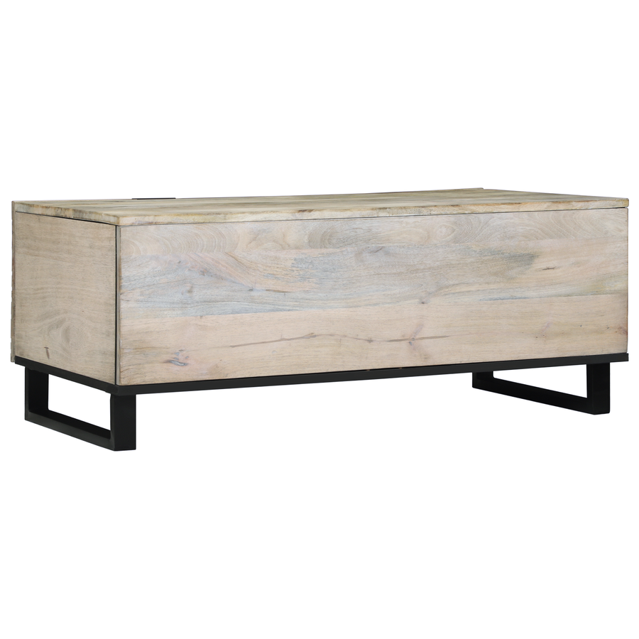 Salontafels met plank met opslag met de deur Wit, Zwart 100 x 50 x 40 cm