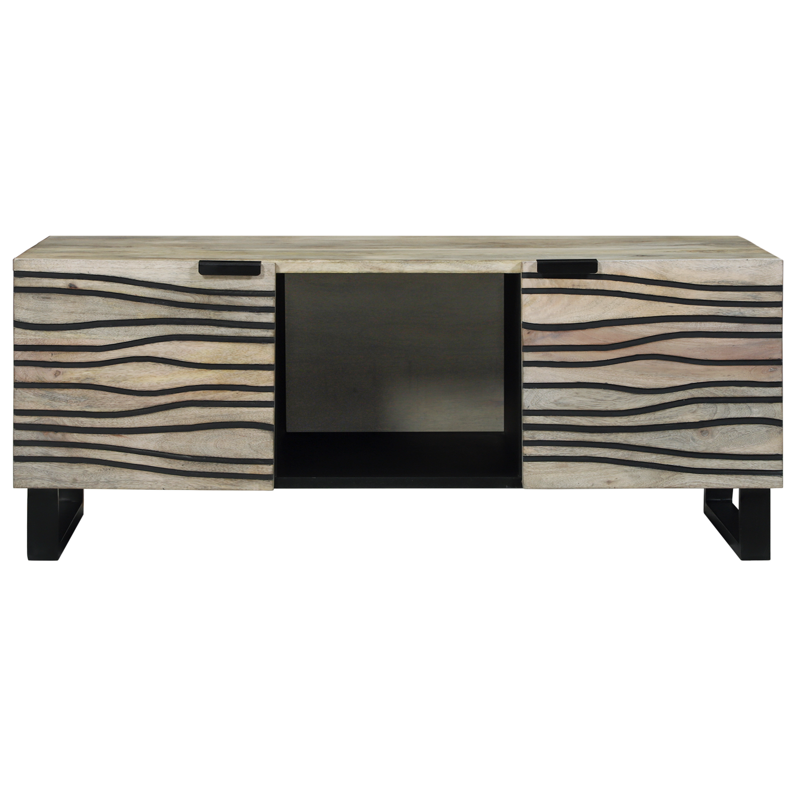 Salontafels met plank met opslag met de deur Wit, Zwart 100 x 50 x 40 cm