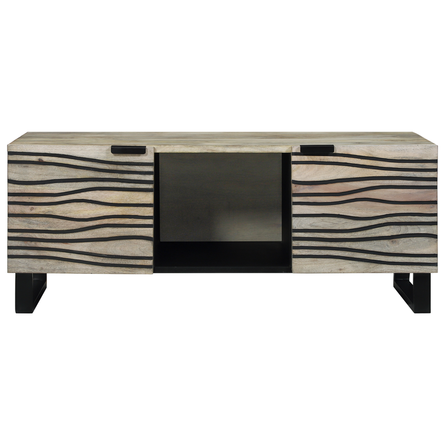 Salontafels met plank met opslag met de deur Wit, Zwart 100 x 50 x 40 cm