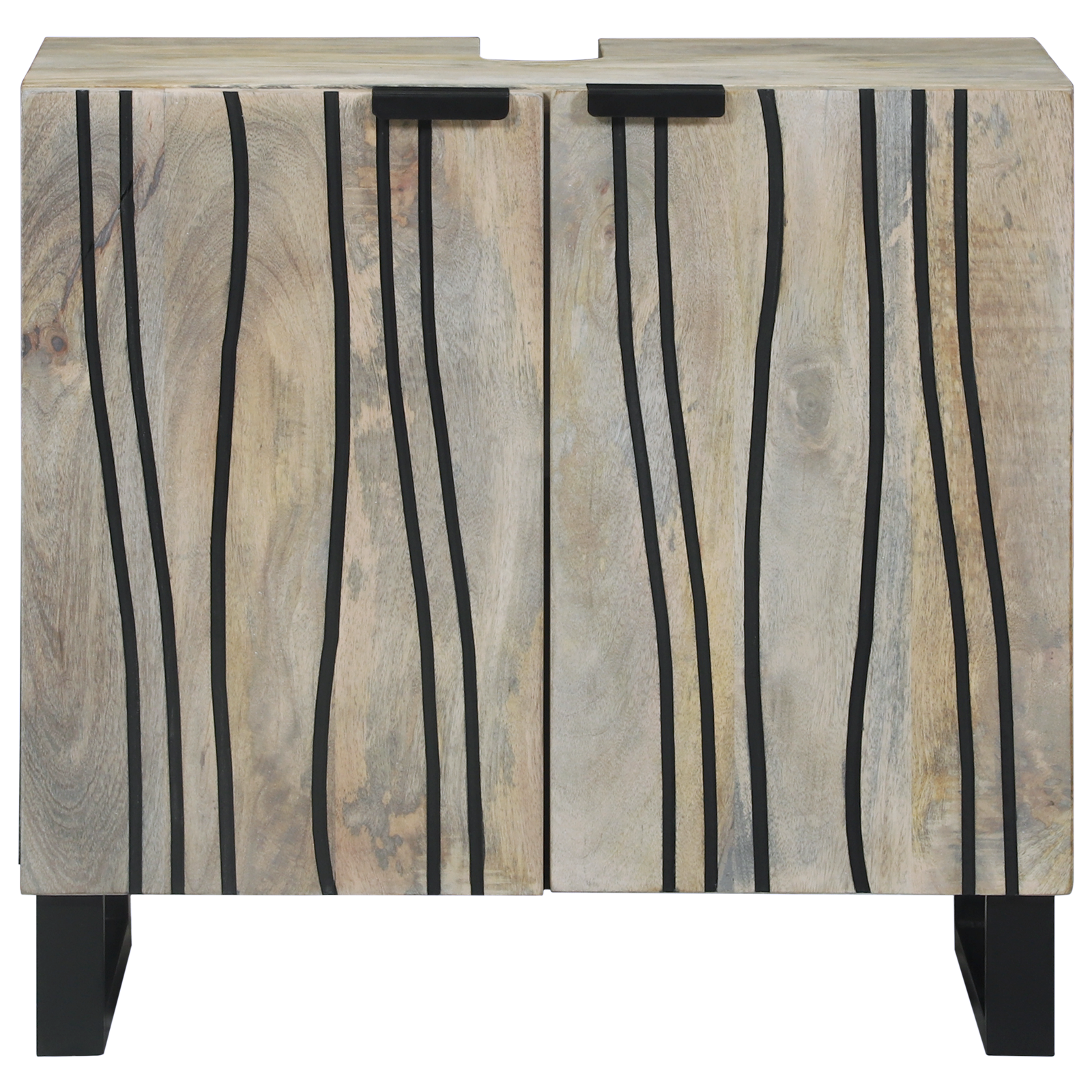 Wastafelkast met plank met opslag met de deur Bruin, Zwart 62 x 33 x 58 cm