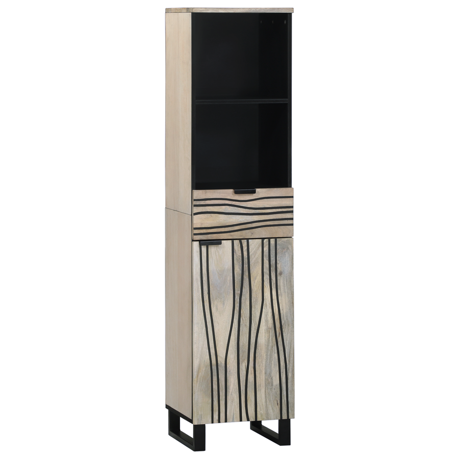 Badkamer Kast met lade met plank met opslag met de deur Bruin, Zwart 38 x 33.5 x 160 cm