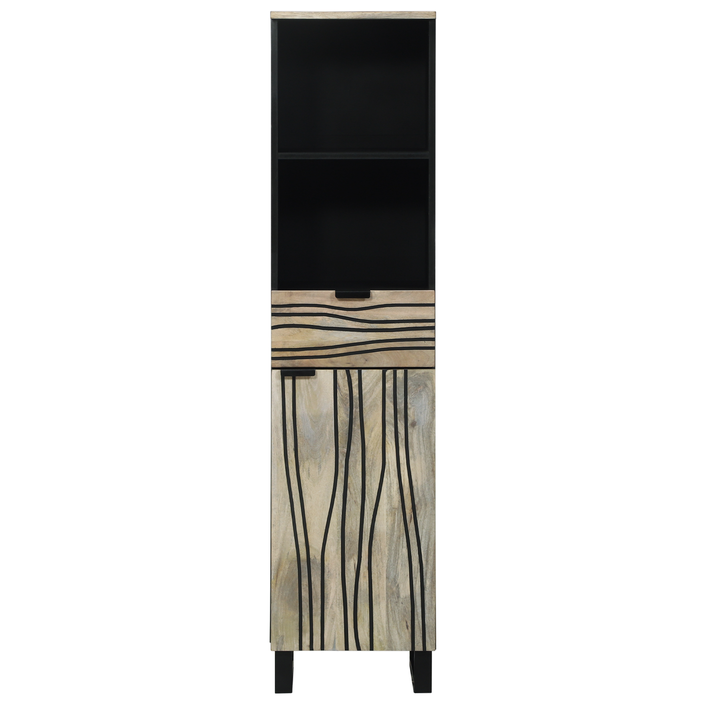 Badkamer Kast met lade met plank met opslag met de deur Bruin, Zwart 38 x 33.5 x 160 cm