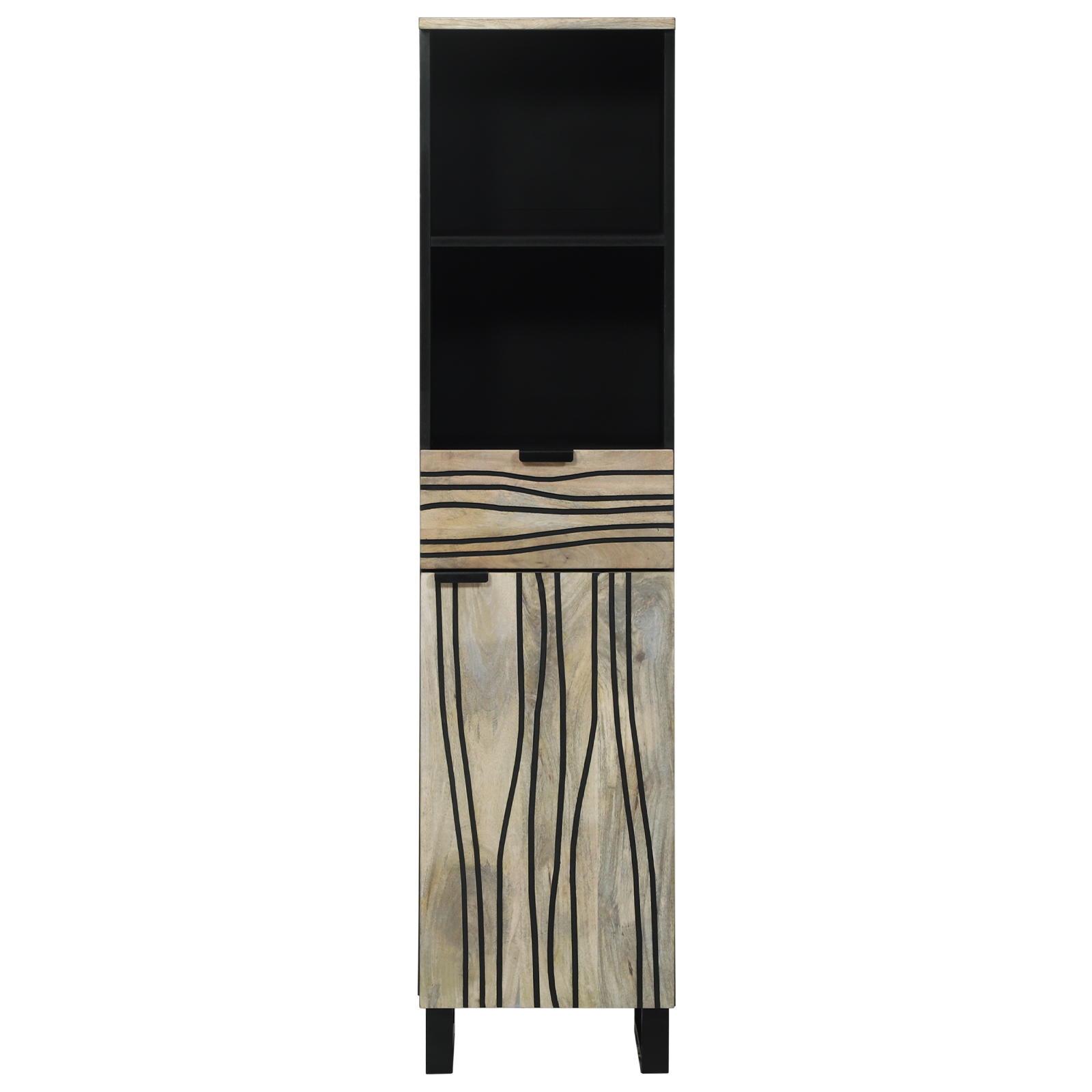 Badkamer Kast met lade met plank met opslag met de deur Bruin, Zwart 38 x 33.5 x 160 cm