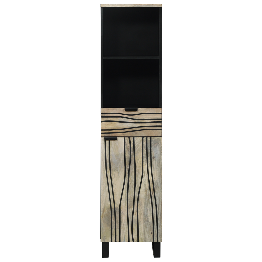 Badkamer Kast met lade met plank met opslag met de deur Bruin, Zwart 38 x 33.5 x 160 cm