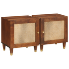 Nachtkastje 40x33.5x46 cm massief acaciahout set van 2
