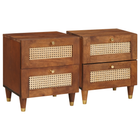 Nightstand 2 pcs Brown 40 x 33.5 x 46 cm Solid acacia wood