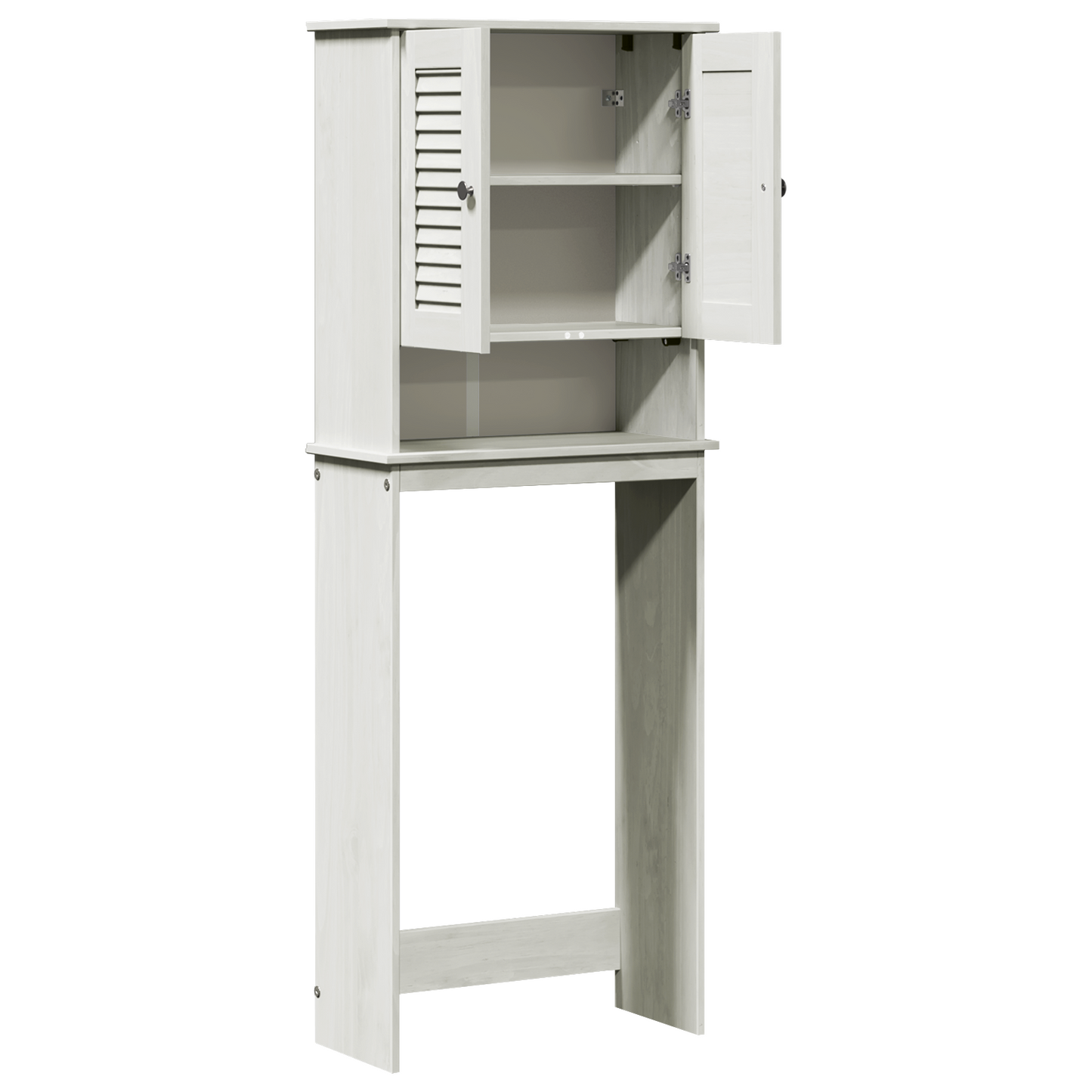 Toiletkast met plank met opslag met de deur Wit 60 x 27 x 161 cm Massief grenenhout