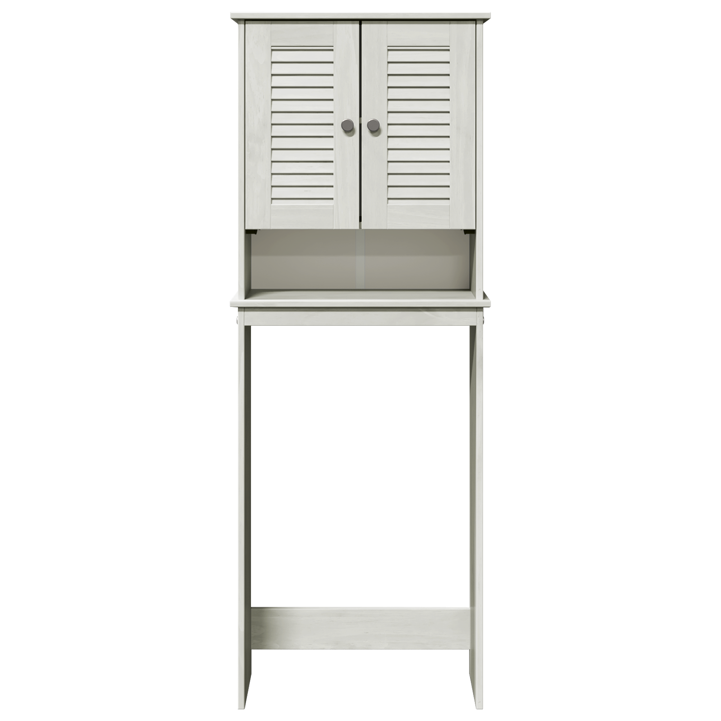 Toiletkast met plank met opslag met de deur Wit 60 x 27 x 161 cm Massief grenenhout