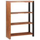 Boekenkast massief acaciahout 80x30x110 cm bruin zwart