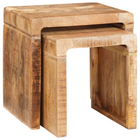Nesttafels massief mangohout bruin 46x40x46 cm