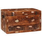 Storage box with door Brown Solid Mango Wood