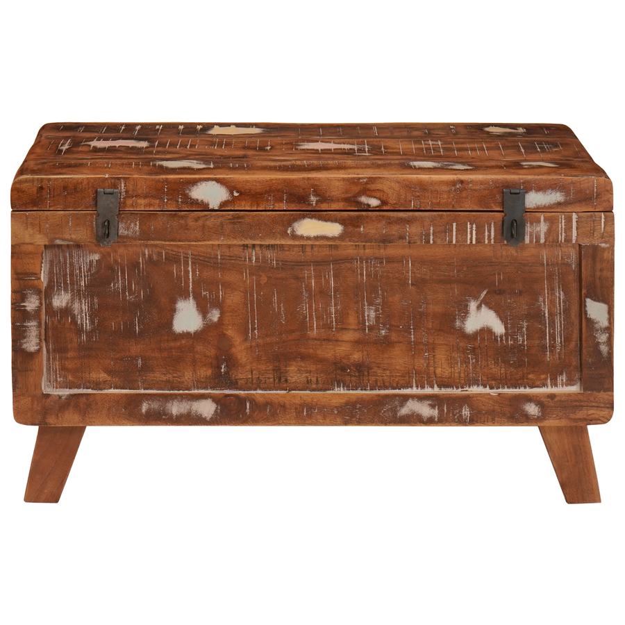 Opslagdoos met opslag met slot 70 x 35 x 40 cm massief gerecycled hout