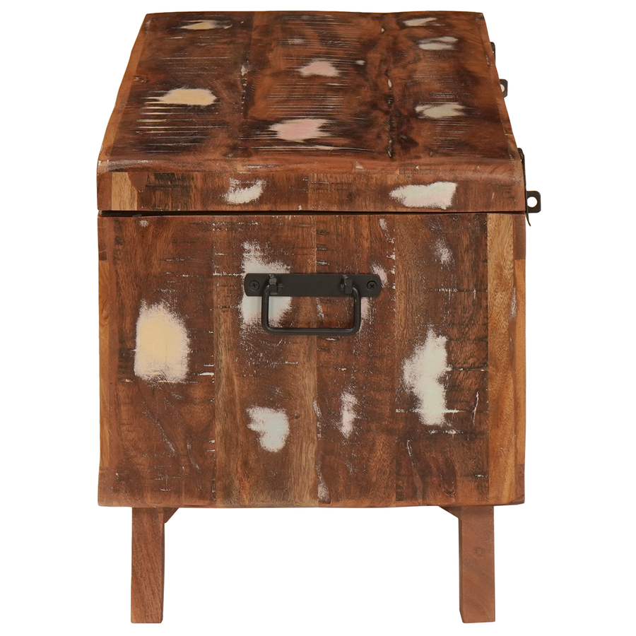 Opslagdoos met opslag met slot 70 x 35 x 40 cm massief gerecycled hout