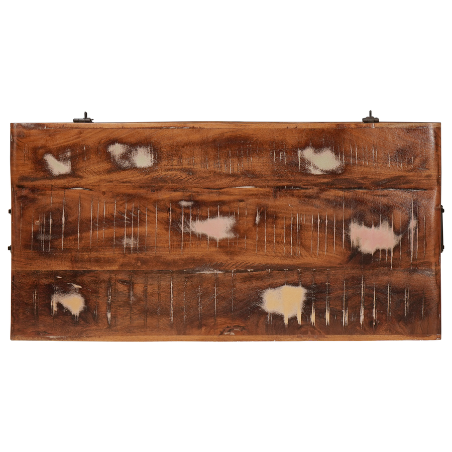Opslagdoos met opslag met slot 70 x 35 x 40 cm massief gerecycled hout