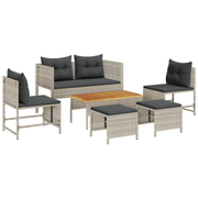 Garden Bench Set 6 pcs Light Gray and Dark Gray poly rattan