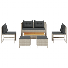 6-delige ligbed set met kussens lichtgrijs poly rattan