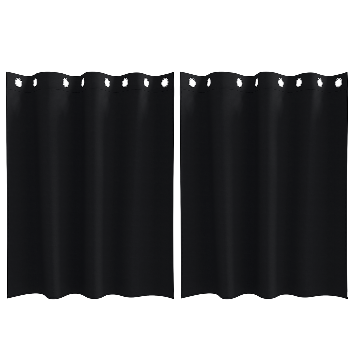Gordijnen met gordijnen 2 pcs Zwart 140 x 140 cm Polyester