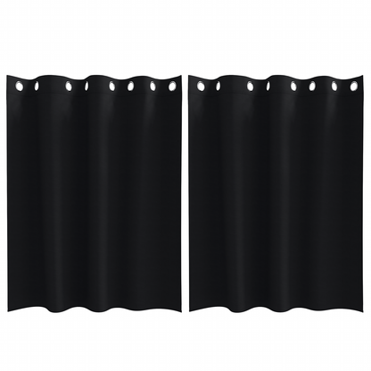 Gordijnen met gordijnen 2 pcs Zwart 140 x 140 cm Polyester