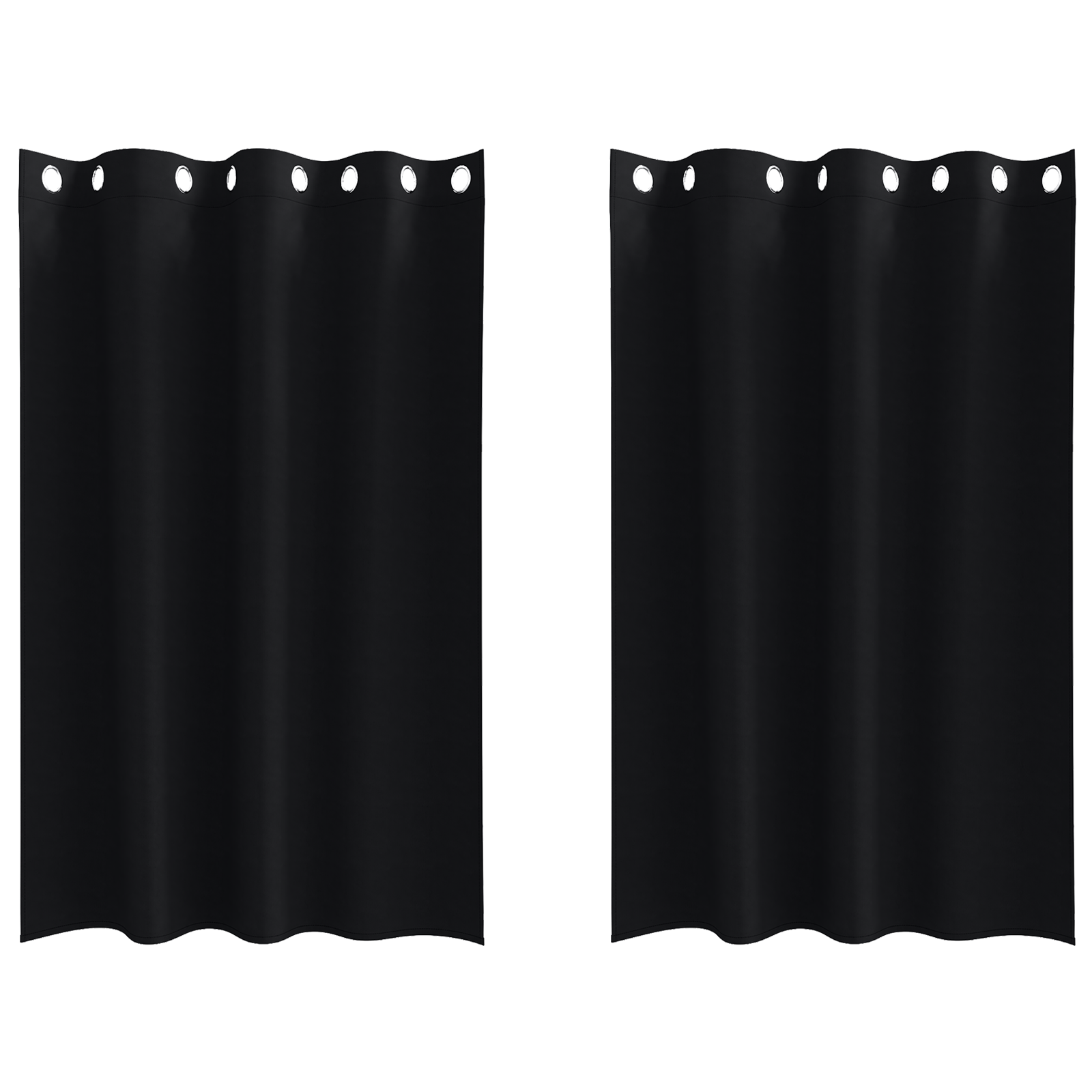 Gordijnen met gordijnen 2 pcs Zwart 175 x 140 cm Polyester