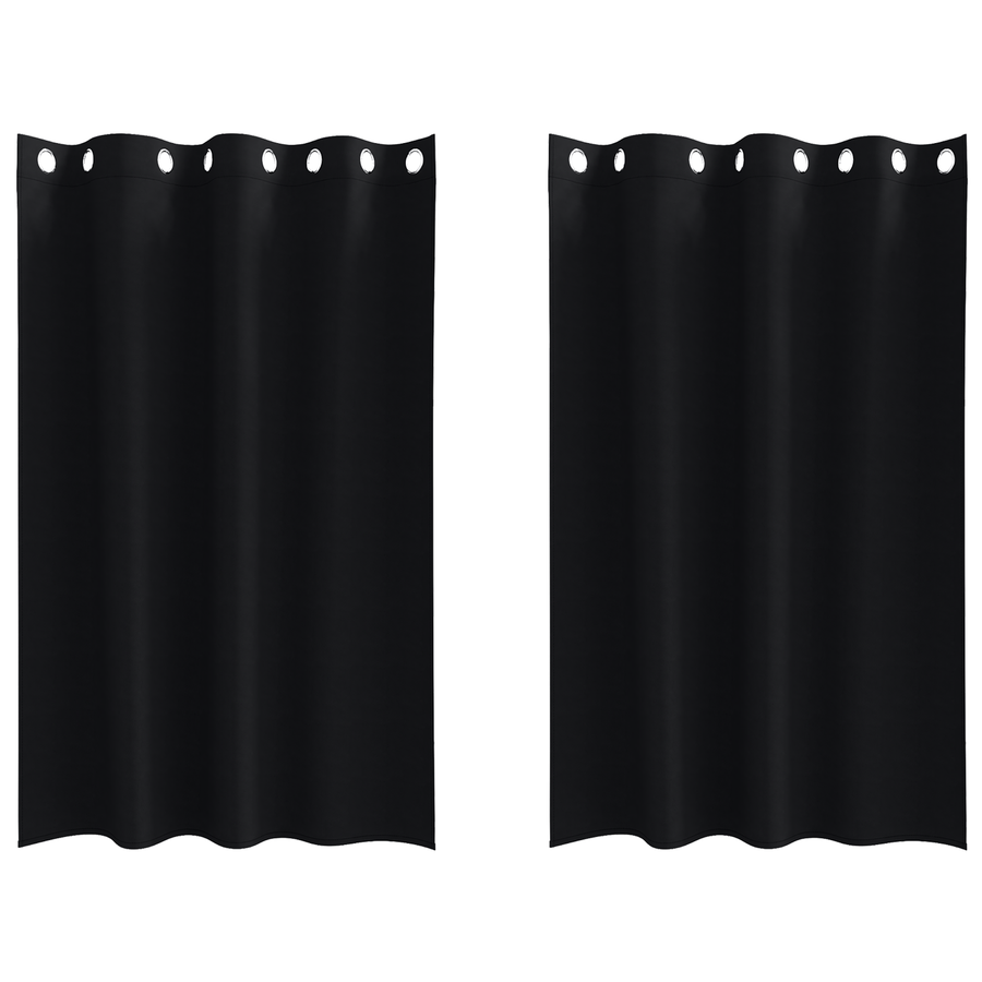 Gordijnen met gordijnen 2 pcs Zwart 175 x 140 cm Polyester