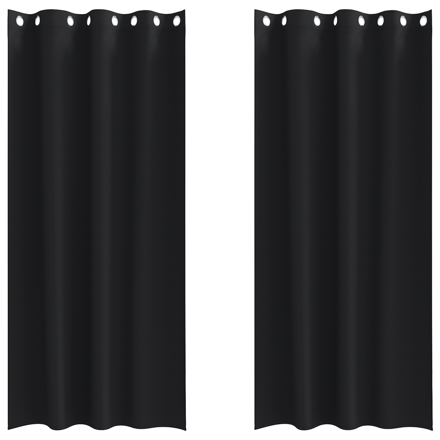 Gordijnen met gordijnen 2 pcs Zwart 245 x 140 cm Polyester