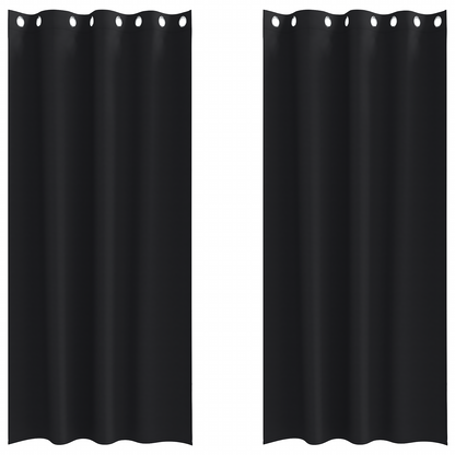 Gordijnen met gordijnen 2 pcs Zwart 260 x 140 cm Polyester