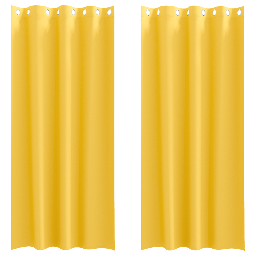 Gordijnen 2 pcs Mosterdgeel 260 x 140 cm Polyester