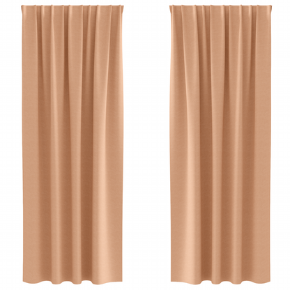 Gordijnen met gordijnen 2 pcs Lichtbruin 245 x 140 cm Polyester