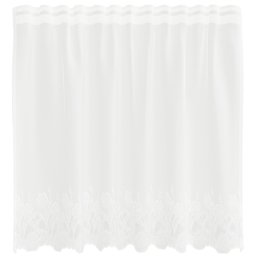Kantgordijn met gordijnen Bloemen Wit 150 x 80 cm Polyester