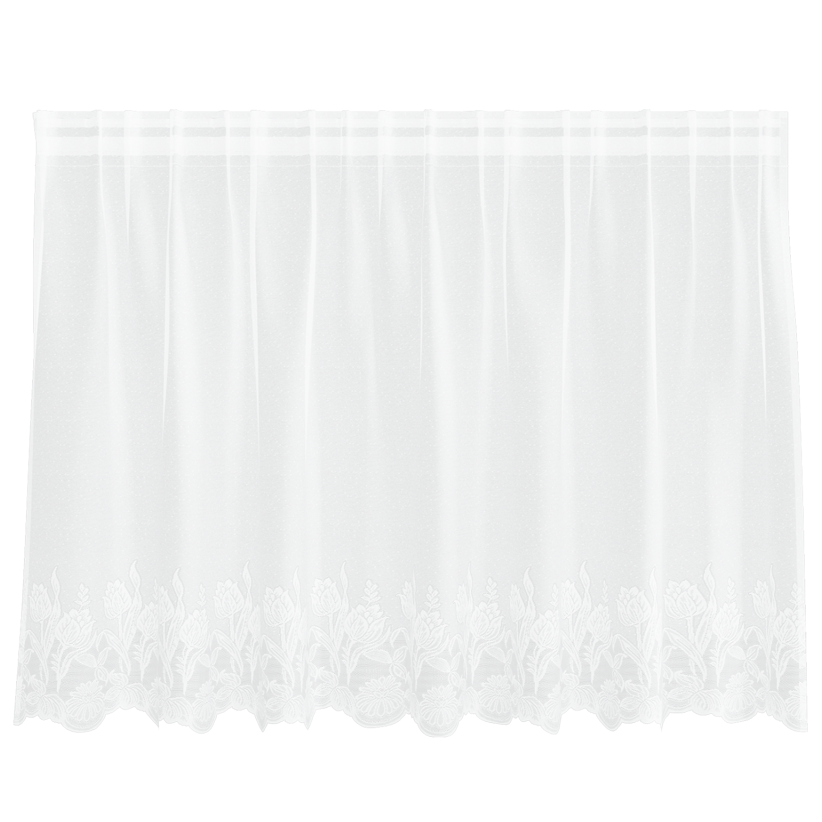 Kantgordijn met gordijnen Bloemen Wit 200 x 80 cm Polyester