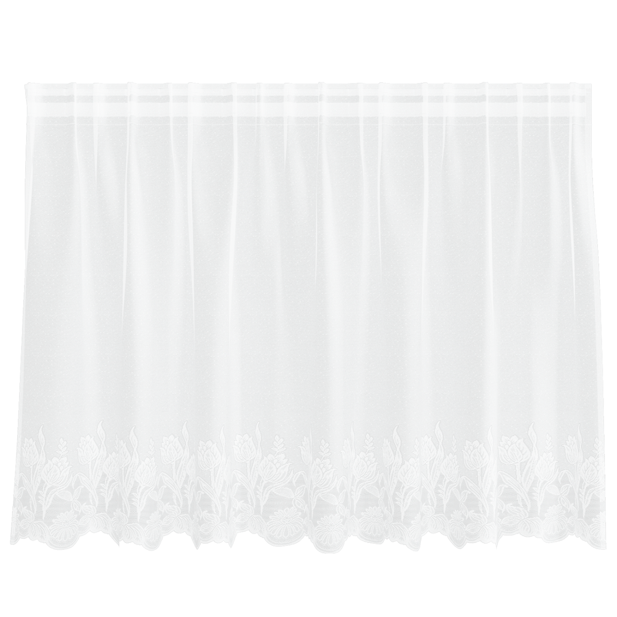 Kantgordijn met gordijnen Bloemen Wit 200 x 100 cm Polyester